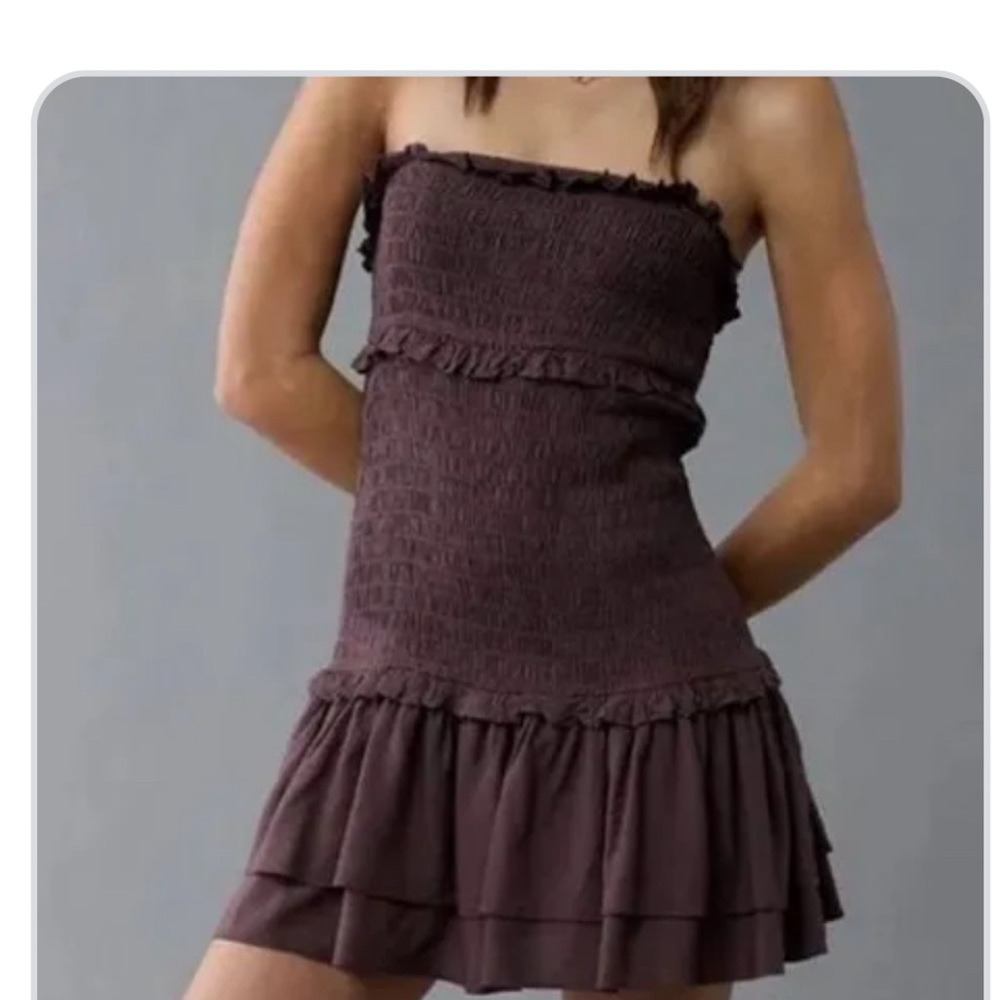Strapless Brown Ruffle AE Dress